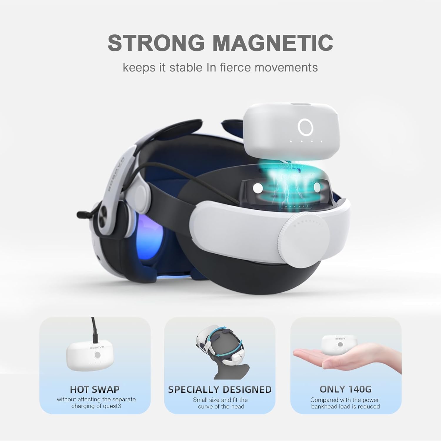 BoboVRR M3 Pro Head Strap com bateria para Quest 3 e Quest