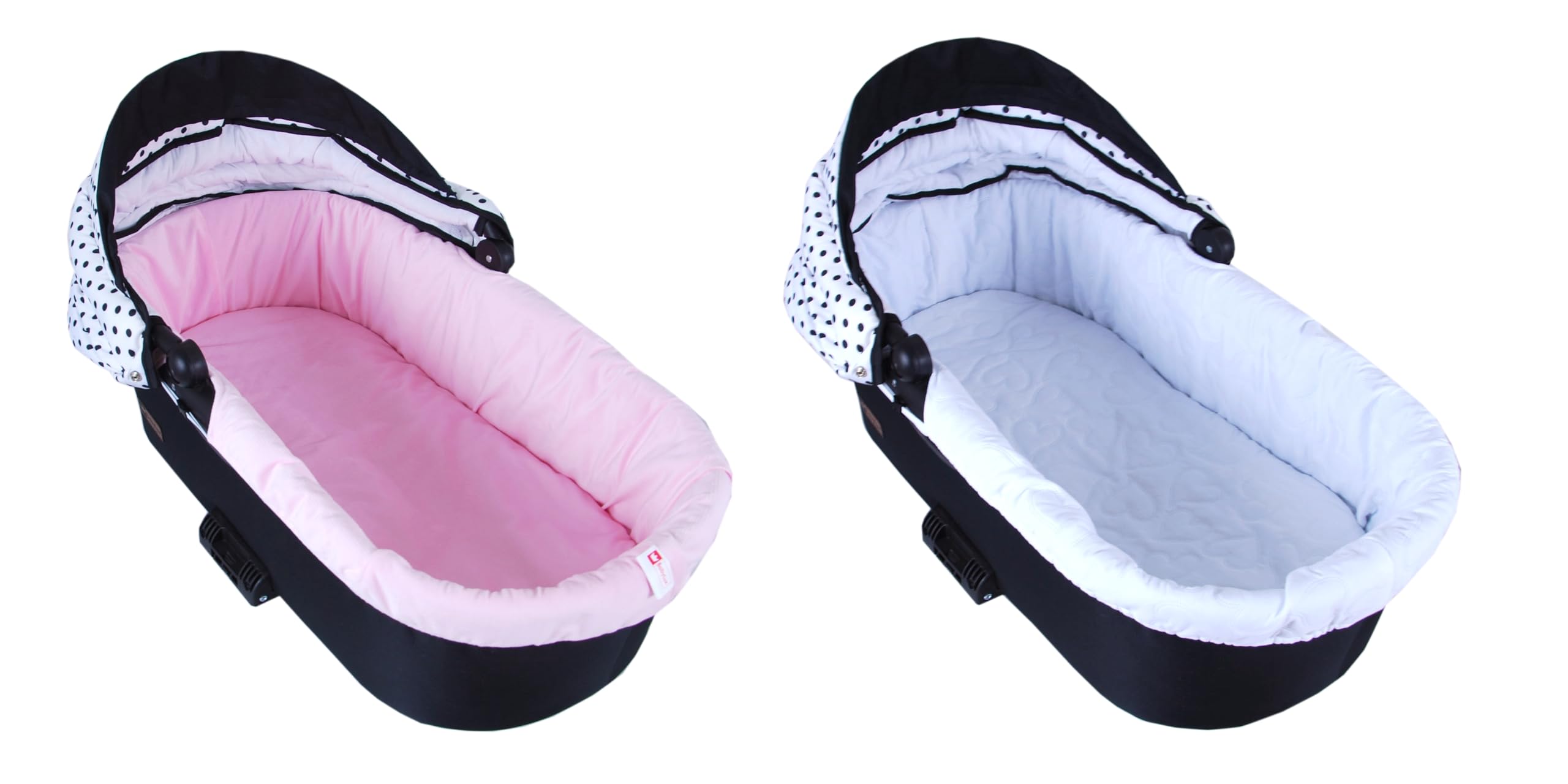 BABYLUX Umrandung für Kinderwagen Stubenwagen BABYWANNE + Matratze 2 Tlg Set Doppelseitig (W101 Velvet Rosa)