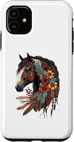 Funda para iPhone 11 con diseño de caballo ecuestre para niña vaquera occidental
