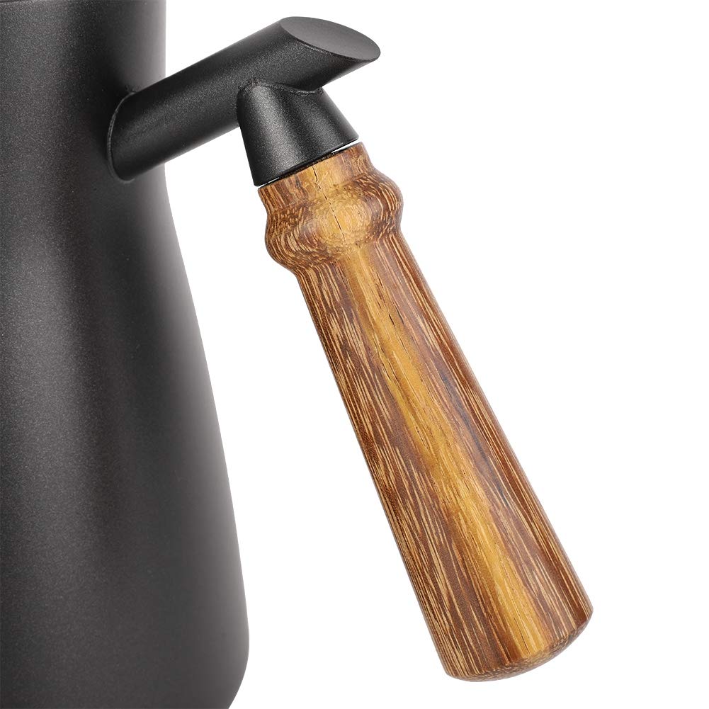 Fdit 850ml Edelstahl-Schwanenhals Teekessel über Kaffee Wasserkocher mit Holzgriff Tropfen (1#)