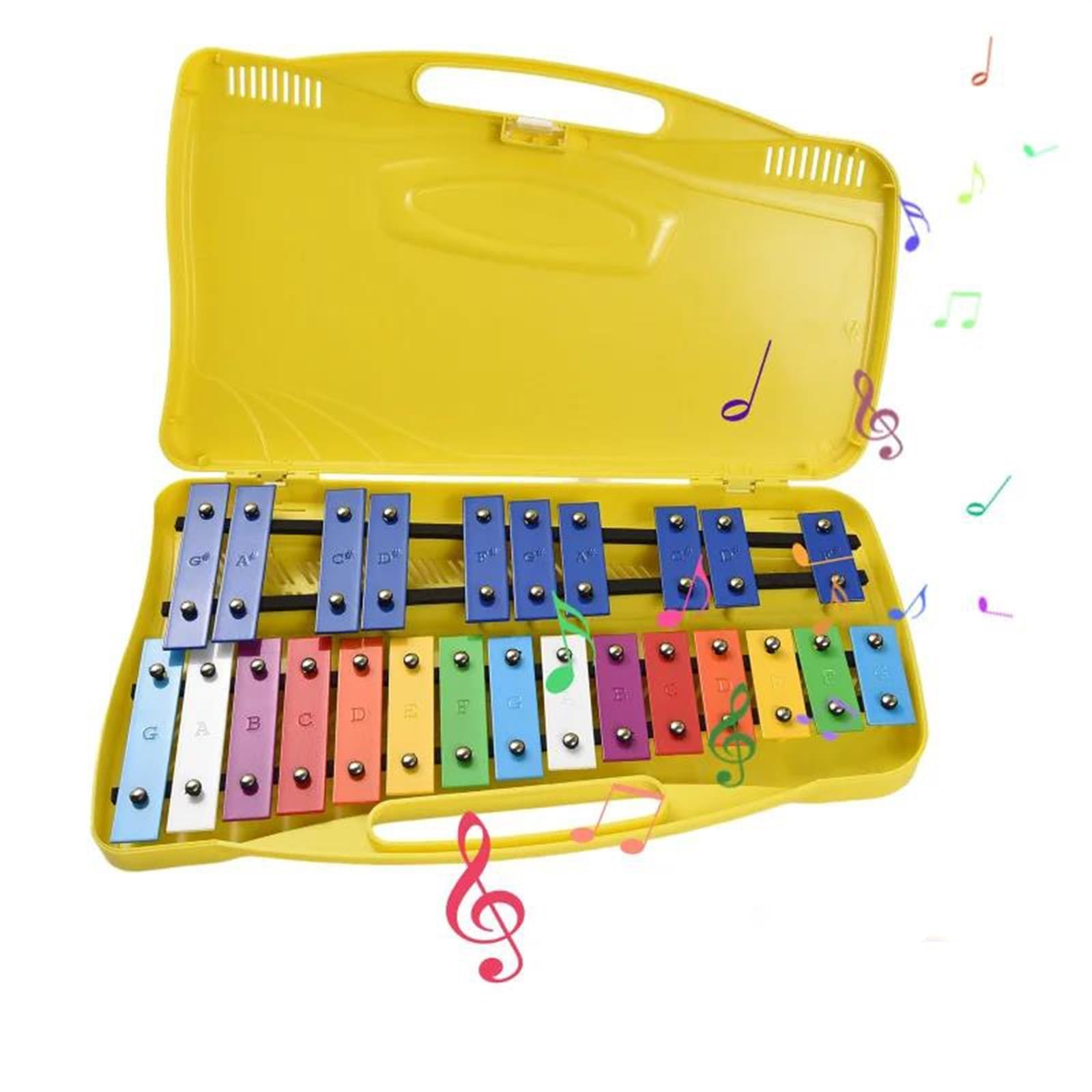 Ksylofon 25 Notatek Glockenspiel Ksylofon Kolorowe Metalowe Klawisze Perkusyjny Instrument Muzyczny Z 2 Młotkami Podręczny Futerał