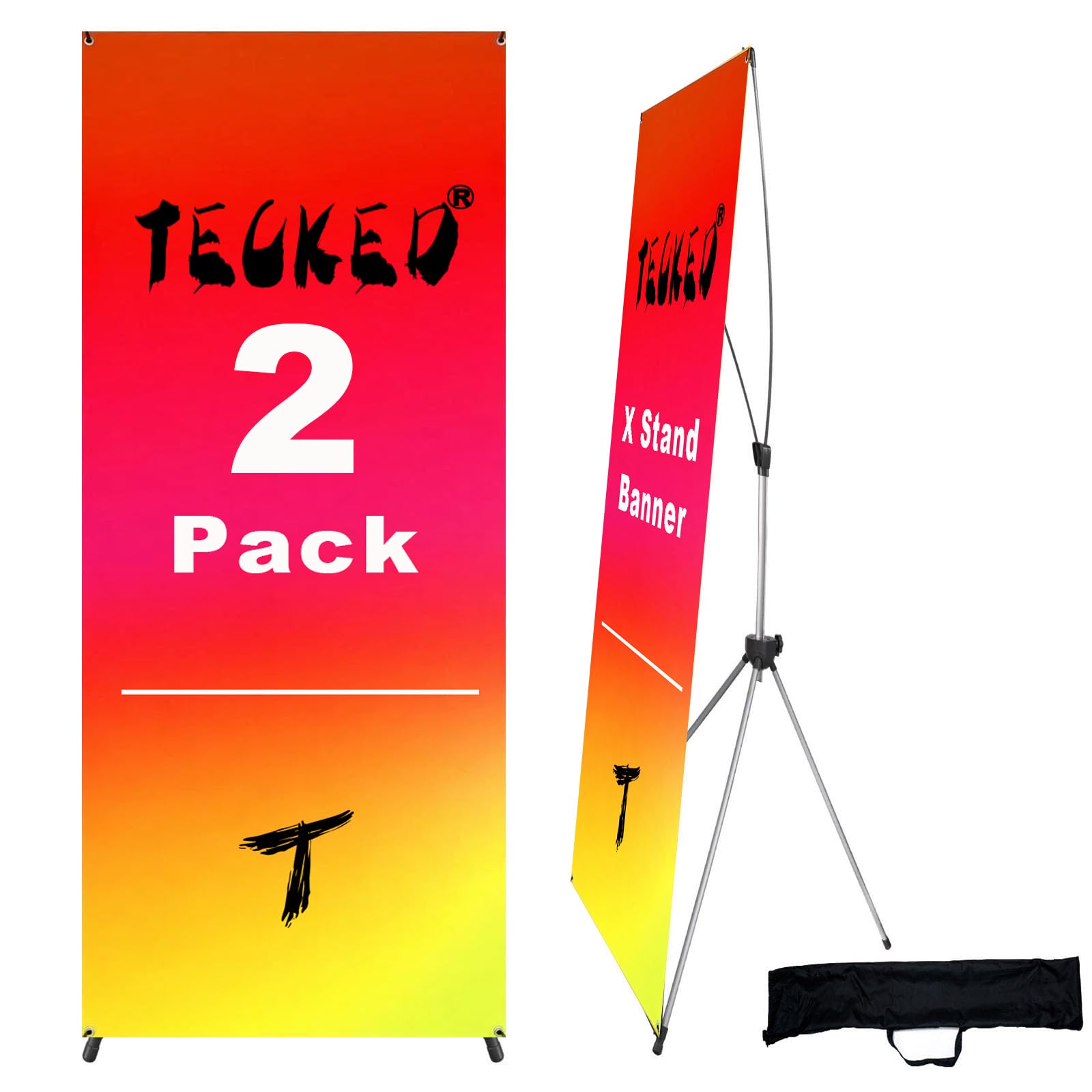 X Banner Stand regolabile Fit Banner 58,9 x 150,2 cm a 81,9 x 198 cm, borsa da viaggio portatile, più grande, più adattabile pubblicità, negozi, fiere, ristoranti, eventi, compleanni e feste