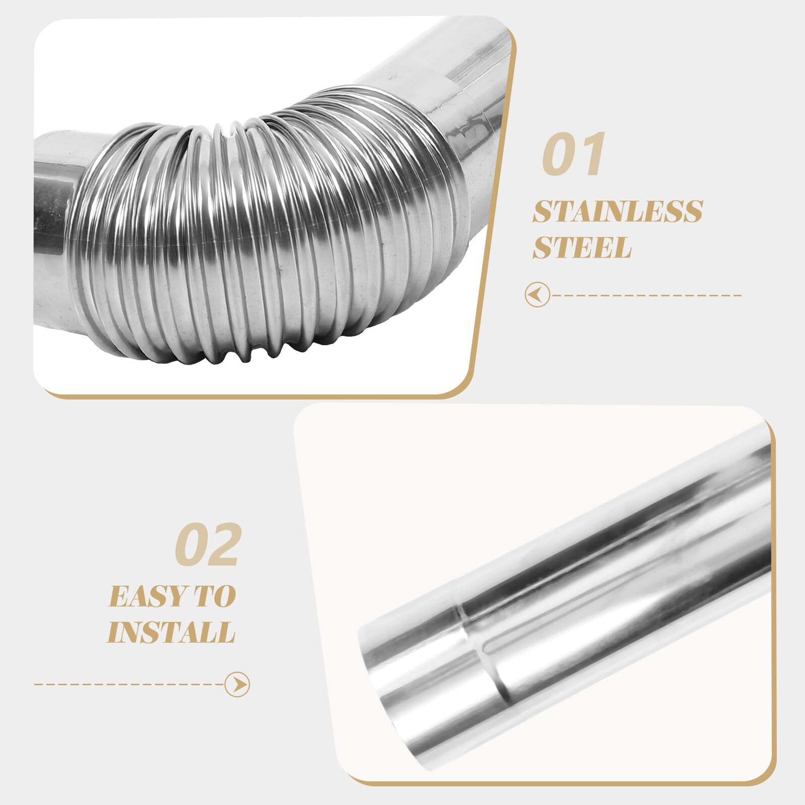 Accessori per Tubo Fumaria in Acciaio Inox Argento | Stufa e Stufa a Legna, Uso in Fabbrica e Canne Fumarie Industriali, Montaggio Semplice