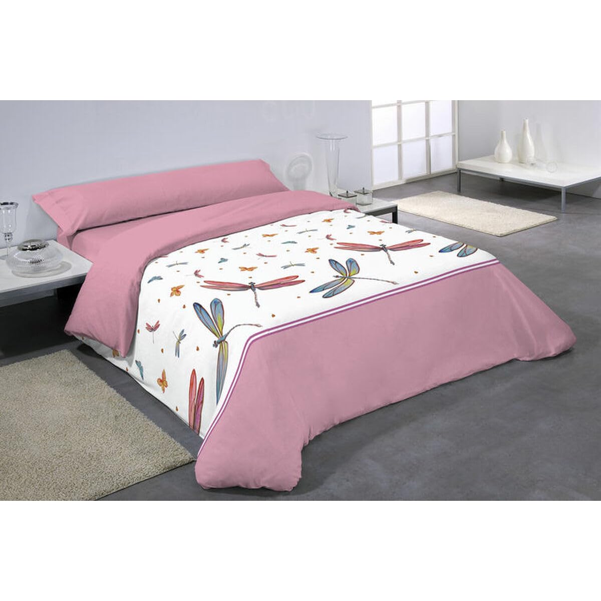 Hosteline Juego de Funda nórdica Insectos Rosa Cama de 105 2 Piezas