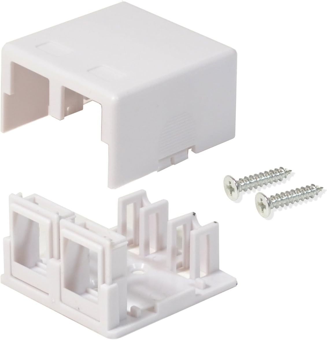 LOGICO15 Pack Surface Mount Box 2 Port Double Hole Keystone Jack Cat5e/Cat6 White