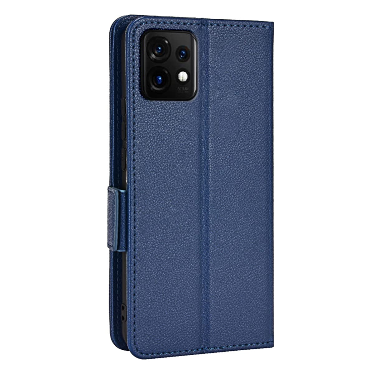Topme Etui skórzane do Motorola Moto ThinkPhone/Lenovo ThinkPhone (16,76 cm), [prosta okładka z wzorem litchi] - ciemno niebieski