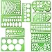 10 Pieces Green Plastic Drawings Templates Measuring Templates Geometric Rulers for School and Office Supplies