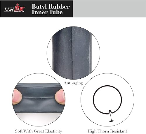 Miniatura 3 de Tubo interior para bicicleta de 24 pulgadas, 24 x 1.95/1.75/2.10/2.125, paquete de 2 válvulas Schrader con 3 palancas de neumáticos, 6 parches