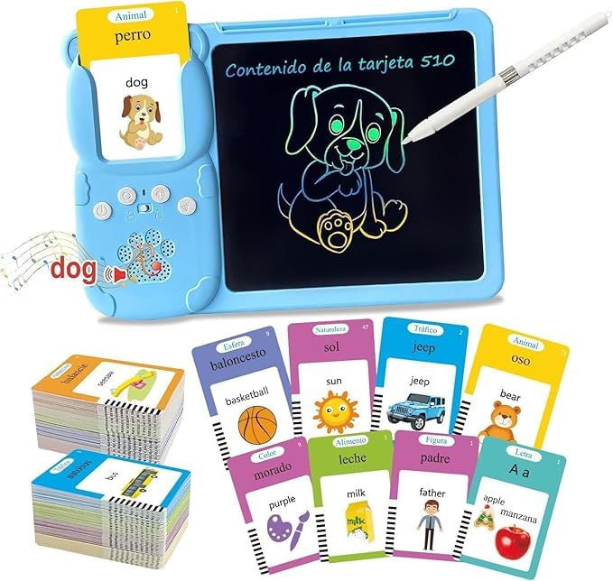 SIGNY Writing Tablet with Talking Flash Cards, Bilingual Spanish and English Reading, 51 cm, Educational Learning Toy for Kids