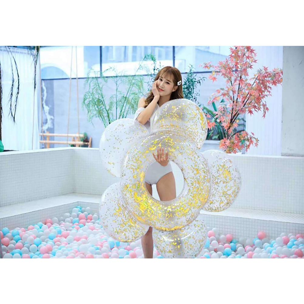 SHARESUN Inflatable Sequins Flower Swim Ring, Adult Swimming Float Row, Water Toy seat, Swimming Pool Beach, 140140cm, 2 Packs