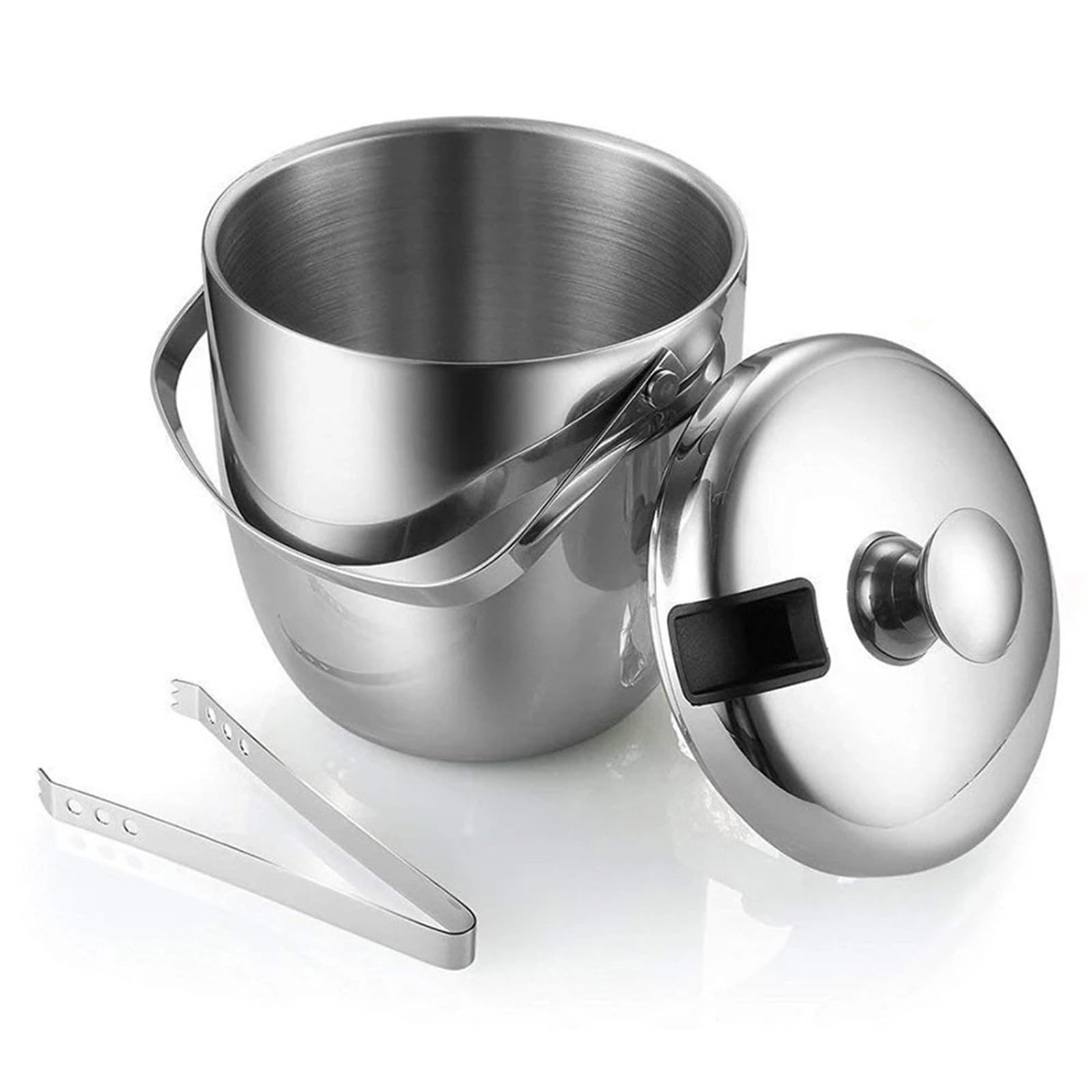 Secchiello for Il Ghiaccio, Secchiello for Il Ghiaccio a Doppia Parete Isolato in Acciaio Inossidabile da 2,8 Litri con Coperchio for refrigeratore for Vino e Birra per Casa, Bar