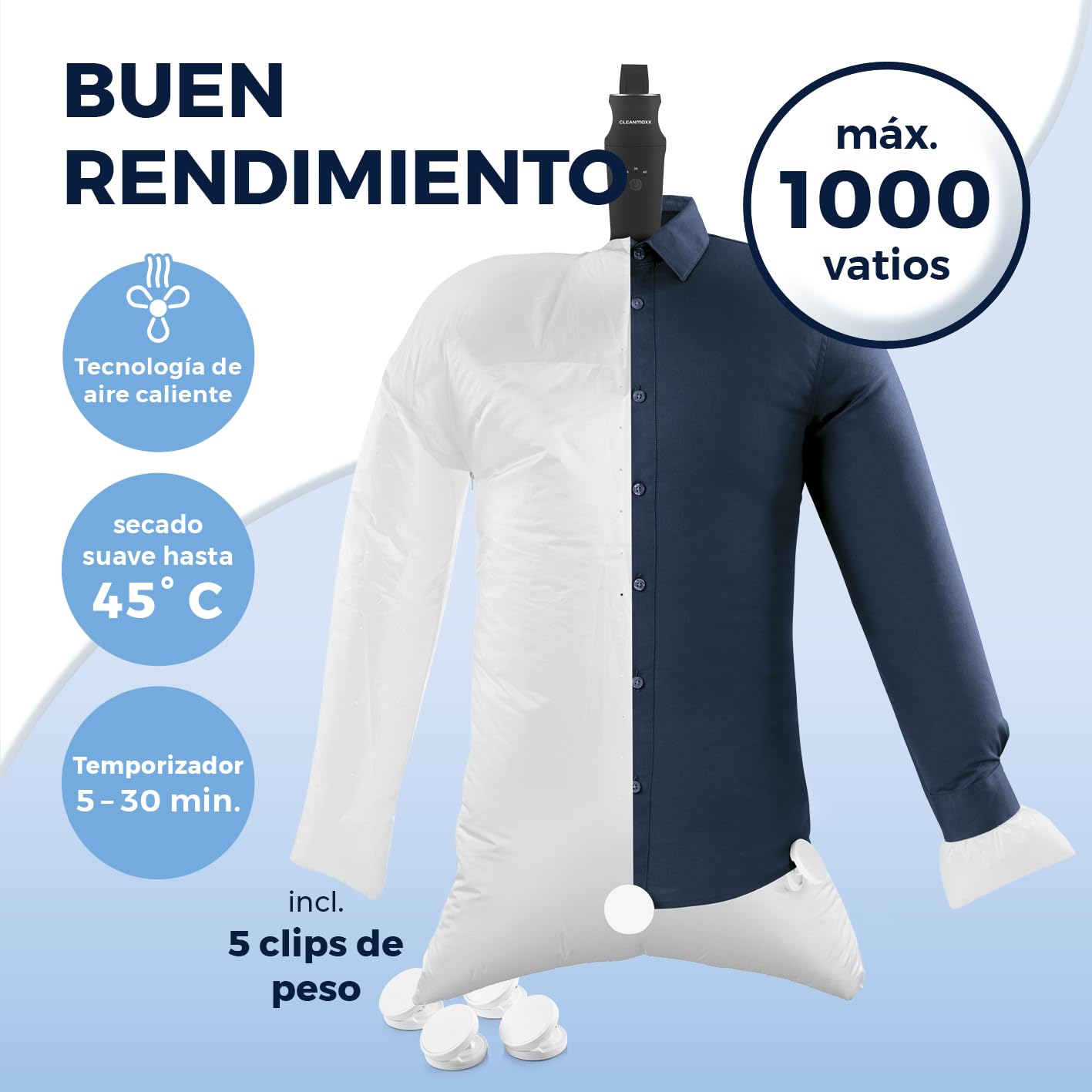 CLEANmaxx Planchado automático de camisas PRO | Sostituisce il ferro da stiro, l'asse da stiro e la vaporiera | Apparecchio per la stiratura di camicie, camicette e T-shirt | Innovativo ed efficiente