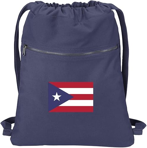 Broad Bay Mochila con cordón de bandera de Puerto Rico RICH COTTON Puerto Rico Cinch Bag, Azul, Viajar