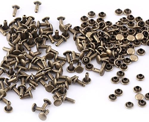 180 Set Rivetti In Pelle, Sinzau 3 Formati Doppio Cappuccio Rivetto Borchie In Metallo Tubolare Con B 1342682 - Foto 4