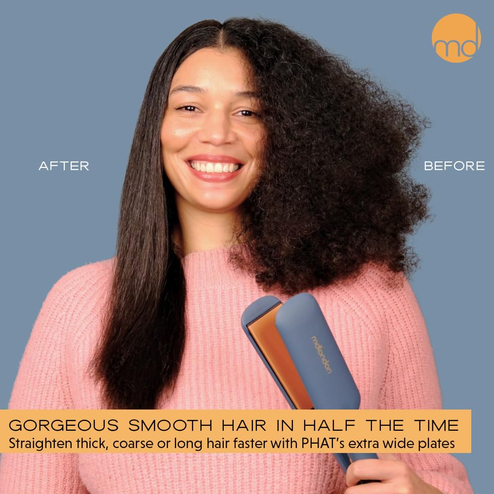 mdlondon PHAT Extra Wide Hair Straighteners, Smooths Long or Thick Hair Fast, 11 Heat Settings, Ceramic Tourmaline Plates - Image 2