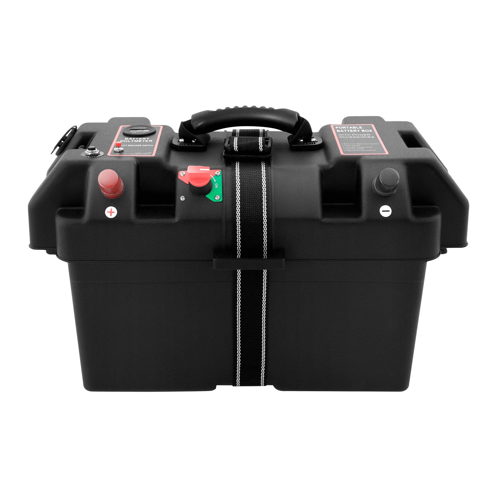 Batteriebox Bootsmotor, Multifunktions Batteriekasten mit Dual USB & 12V Ladeanschluss, Batteriebox für Außenborder Elektromotor Schlauchboot Camper
