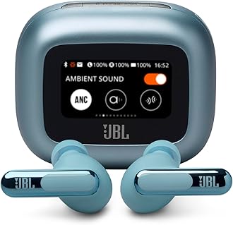 JBL Live Beam 3 - True wireless noise-cancelling closed-stick earbuds, 48Hrs total playback, Wireless Charging, 6 Mics for perfect calls, Multi-point connection, IP55 waterproof and dustproof (Blue)