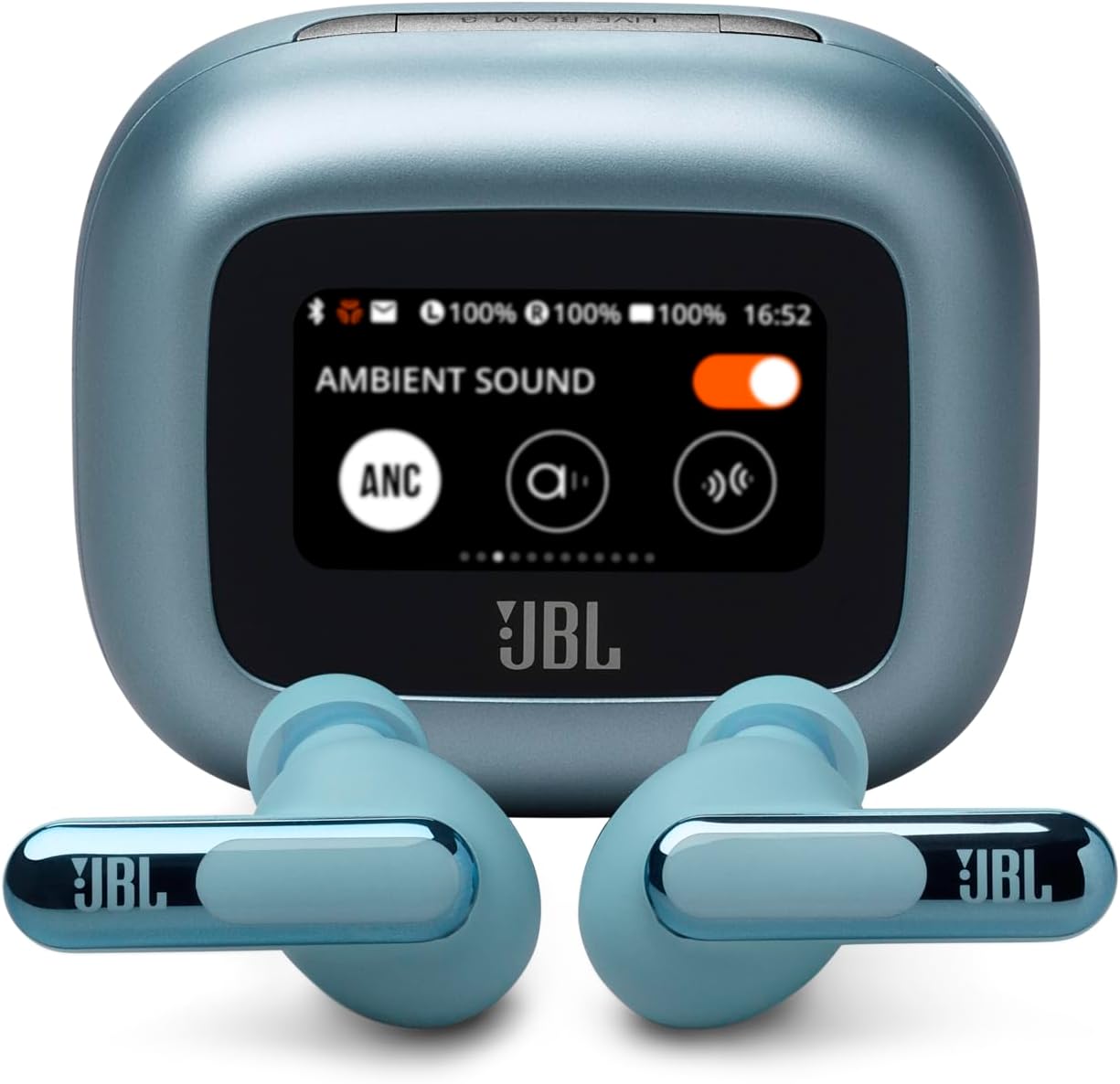 JBL Live Beam 3 - True wireless noise-cancelling closed-stick earbuds, 48Hrs total playback, Wireless Charging, 6 Mics for perfect calls, Multi-point connection, IP55 waterproof and dustproof (Blue)