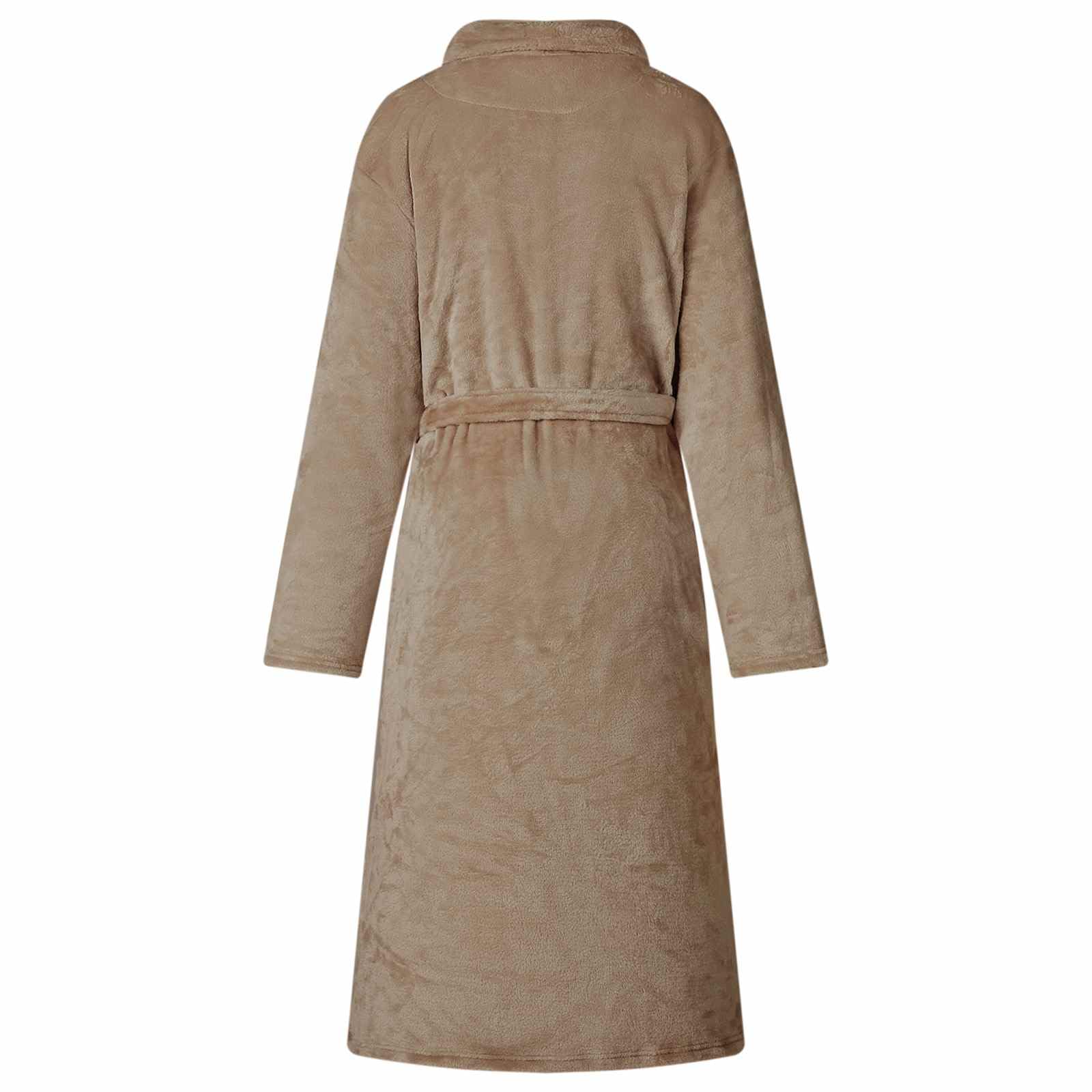 Bademantel ohne Kapuze Kamel XXL Flanell Loungewear für Zuhause, bequem, weich, leicht, ideal für Entspannung, Schlafanzug, Freizeit, Sofa, Urlaub, Reisen, Komfort, Indoor