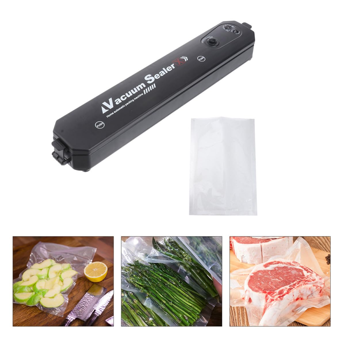 LABRIMP Machine à Emballer sous Vide Automatique 220v Eu, Dispositif de Scellage de Paquet 17x25 Cm, Plastique, Conservation Alimentaire, Usage Domestique la Cuisine, Lot 10 Paquet
