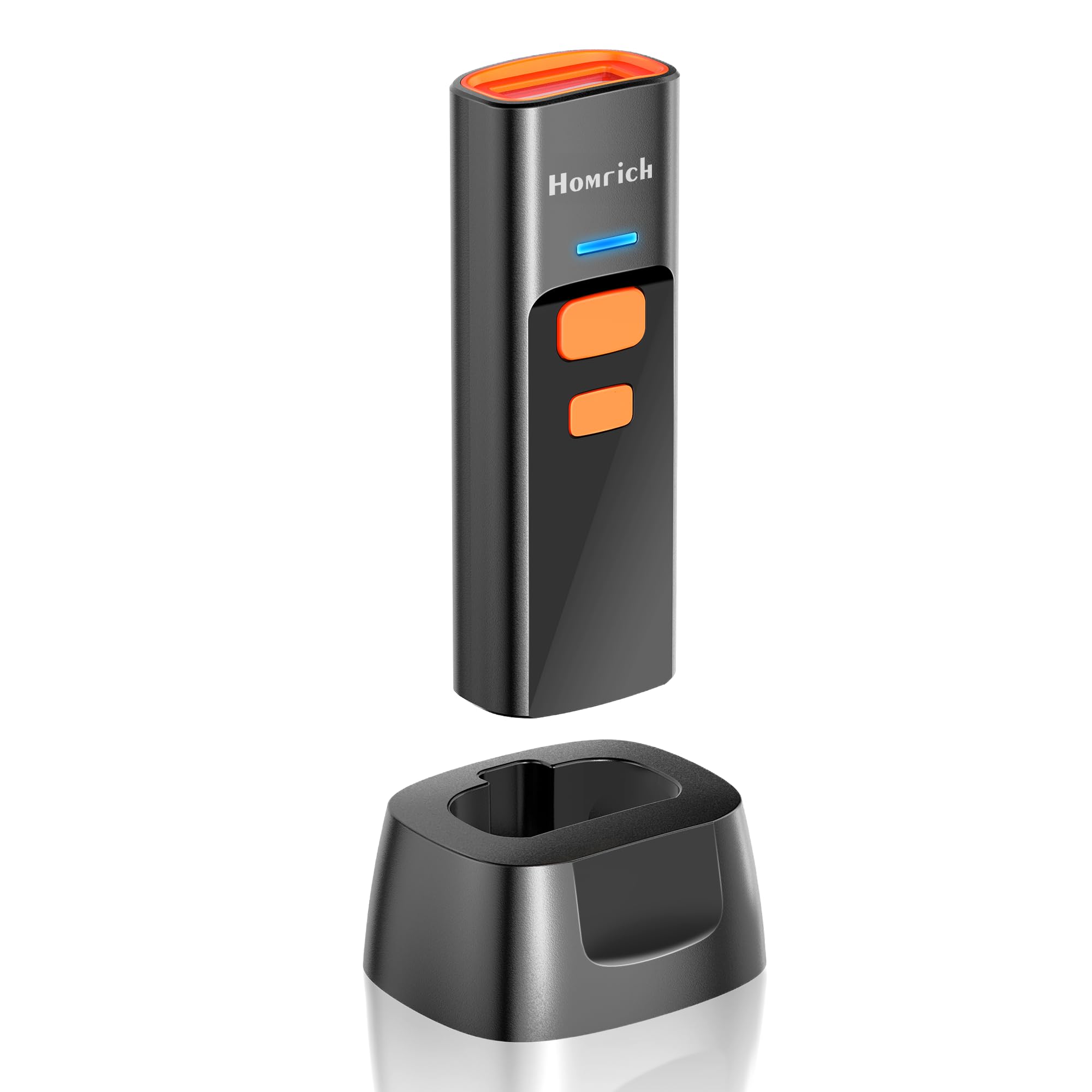 Homrich Mini scanner di codici a barre wireless Bluetooth con dock di ricarica, scanner di codici a barre QR 1D 2D, Bluetooth 3 in 1 e 2.4G e cavo USB ricaricabile lettore di codici a barre portatile