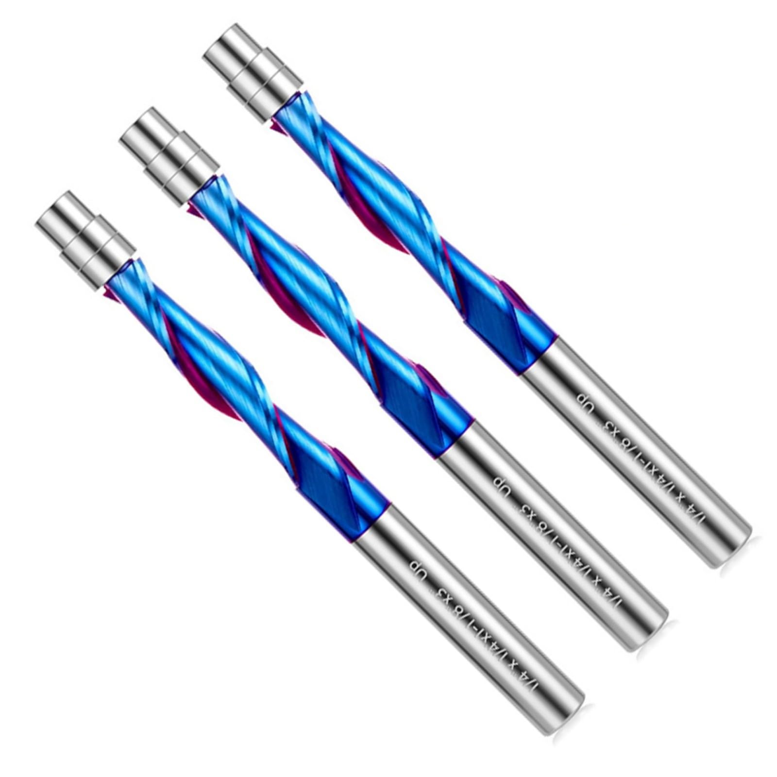 Kaccde Blue 3 Piece Against Oxidation Twist Flush Trim Access Divisions Permanent Alloy Construction For Efficient Wood Border Trimming Cementite Woodworking Milling Cutter