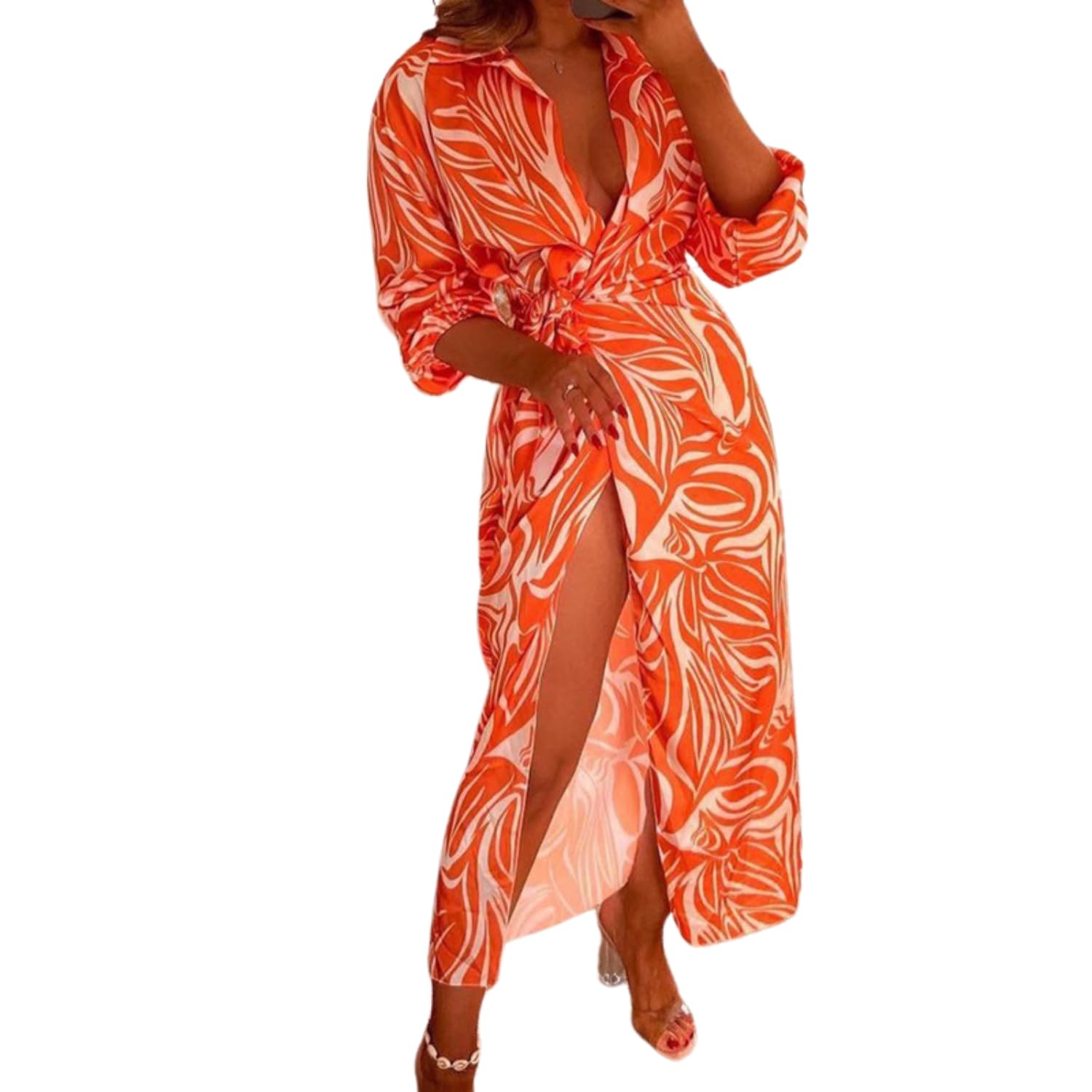 Women's Crochet Tassel Cover Up Beach Dress with Spaghetti Strap Fringe Hem Swimwear-picture-36