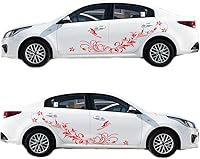 Vista 9 de Calcomanías decorativas talladas con flores huecas y mariposas, antiarañazos, para automóviles, furgonetas, SUV, camiones, juego de 3 piezas (negro)