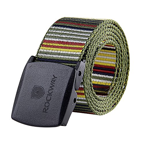 ROCKWAY Nylon Web Belt Plastic Buckle Airport Friendly (2 Buckles Included)