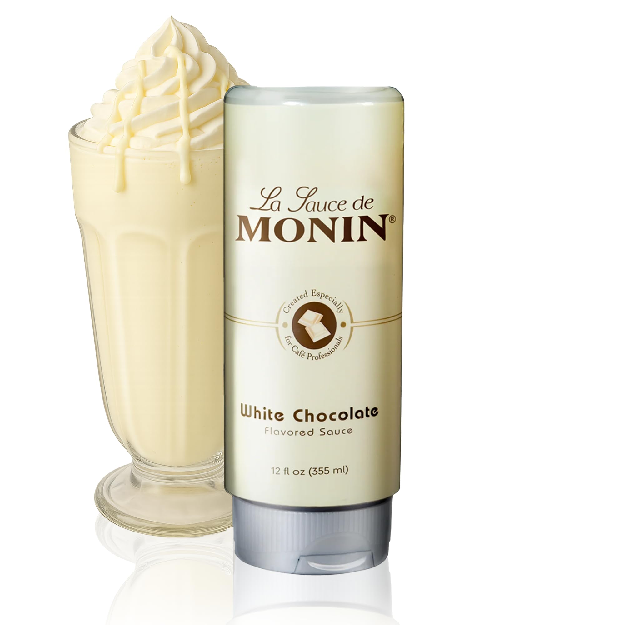 Monin - Gourmet White Chocolate Sauce, Creamy and Buttery, Great for Desserts, Coffee, and Snacks, Gluten-Free, Non-GMO (12 Ounce)