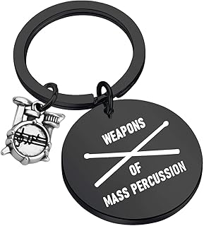 Drummer Gift Drummer Keychain Weapons of Mass Percussion Drum Kit Gifts Musician Keychain Percussion Jewelry Drum Player Band Gifts (Black k)