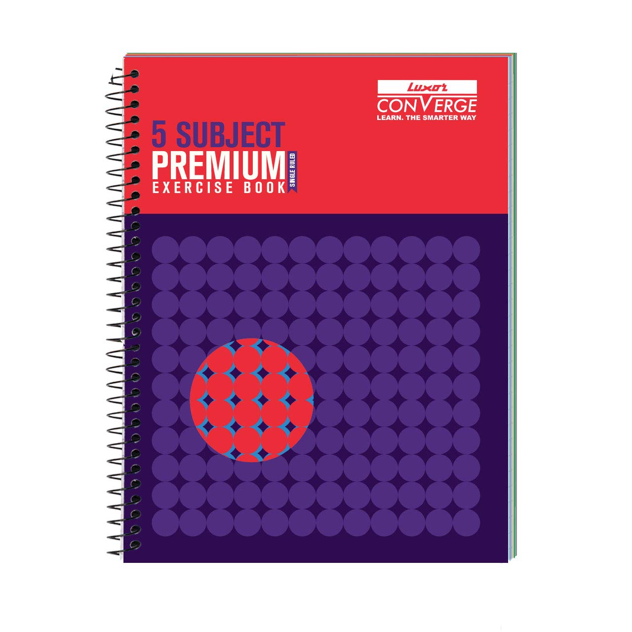 Luxor 5 Subject Spiral Premium Exercise Notebook, Single Ruled (20