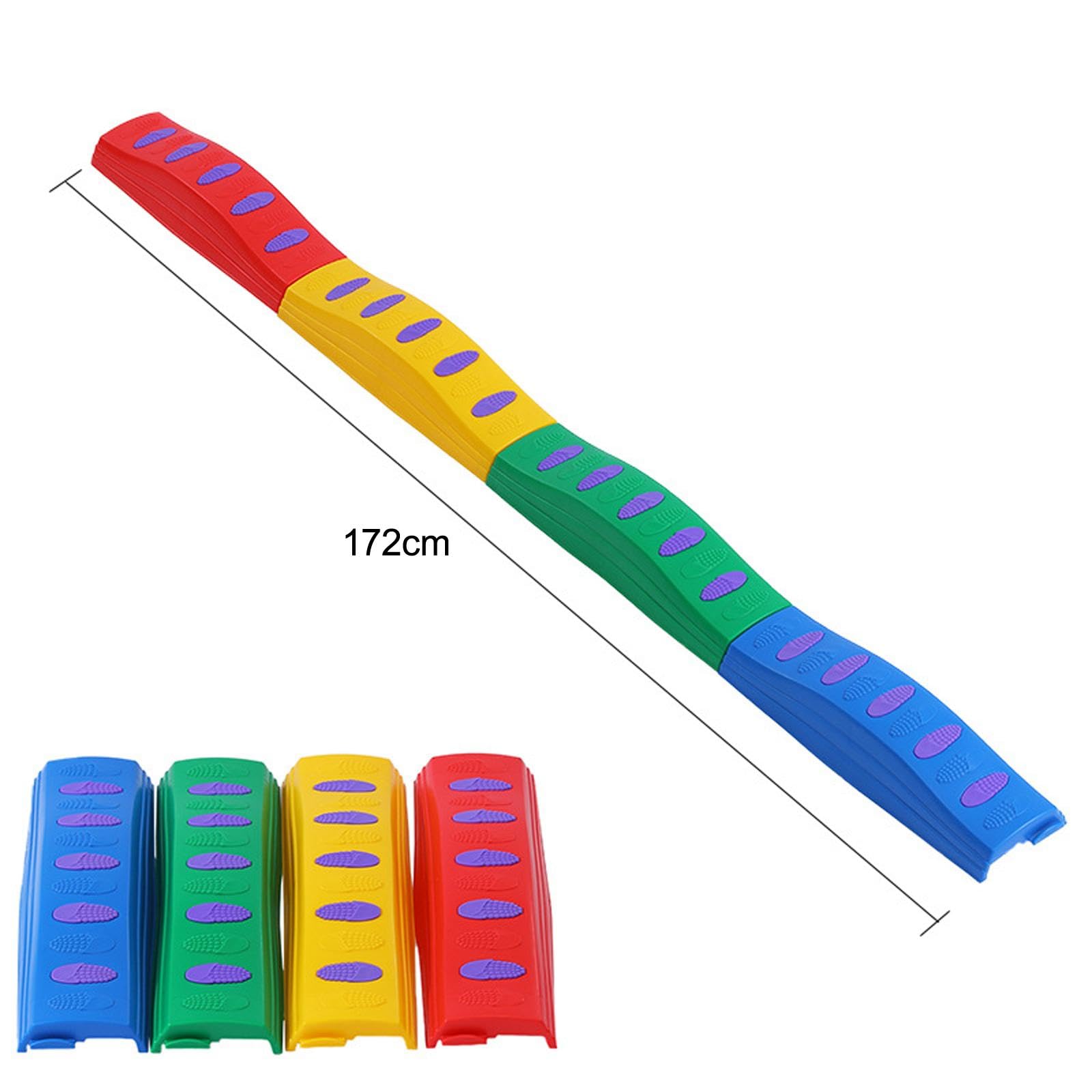 Set di 4 Pezzi di Trave di Equilibrio per Bambini con Percorso a Ostacoli E Gradini, Caratterizzato da Una Struttura Robusta E Una Superficie Testuriz, 4 Dritto