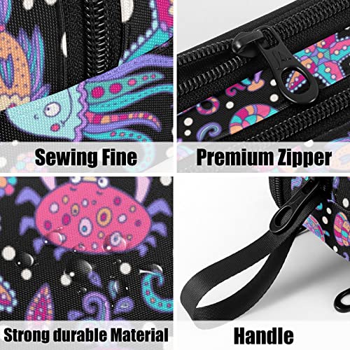 Image of Fustylead Starfish Jellyfish Turtle Fish Pen Pencil Case Makeup Pouch Big Capacity Multi-Purpose Travel Bag Office Organizer with Zipper