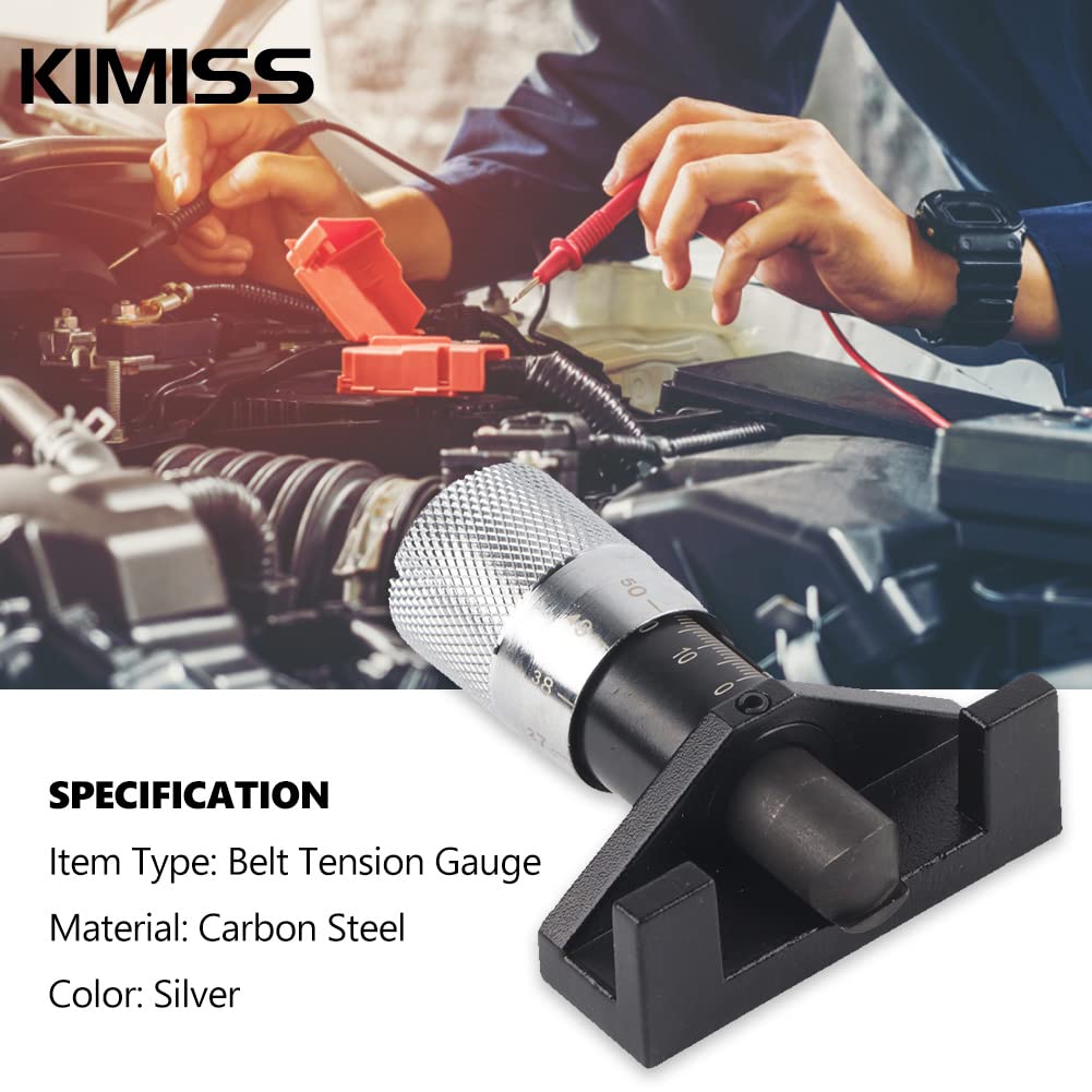 KIMISS Tester di Tensione della Cinghia, Strumento di Misurazione del Rilevamento del Misuratore di Tensione della Cinghia Dentata in Acciaio al Carbonio(Argento)
