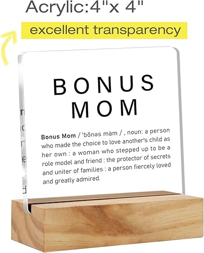 Miniatura 2 de Regalos adicionales para mamá y madrastra placa de escritorio de acrílico con soporte de madera, letrero de escritorio para el hogar, regalo de