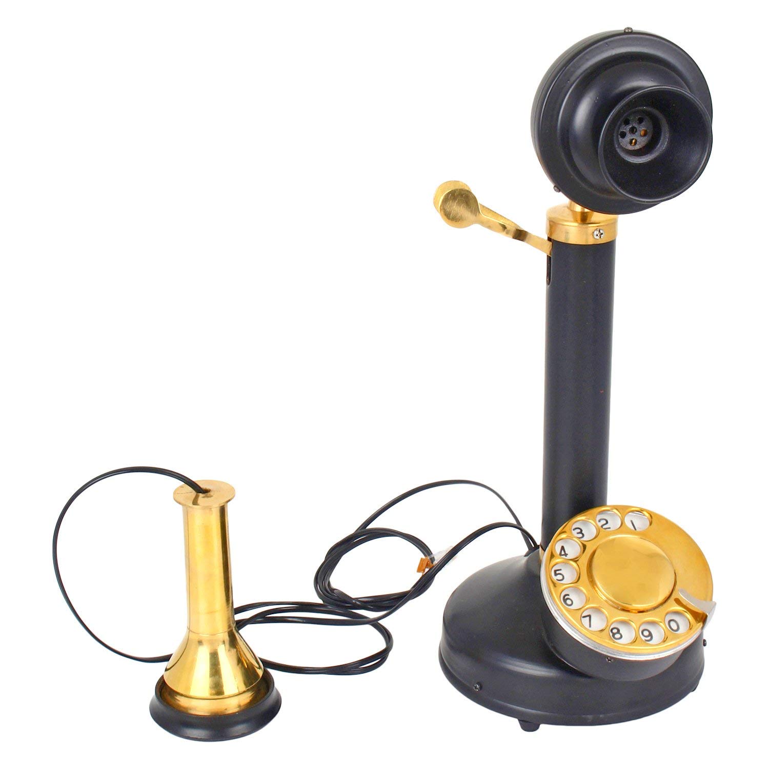 Vintage Collection Brass And Black Landline Telephone, Black-picture-21