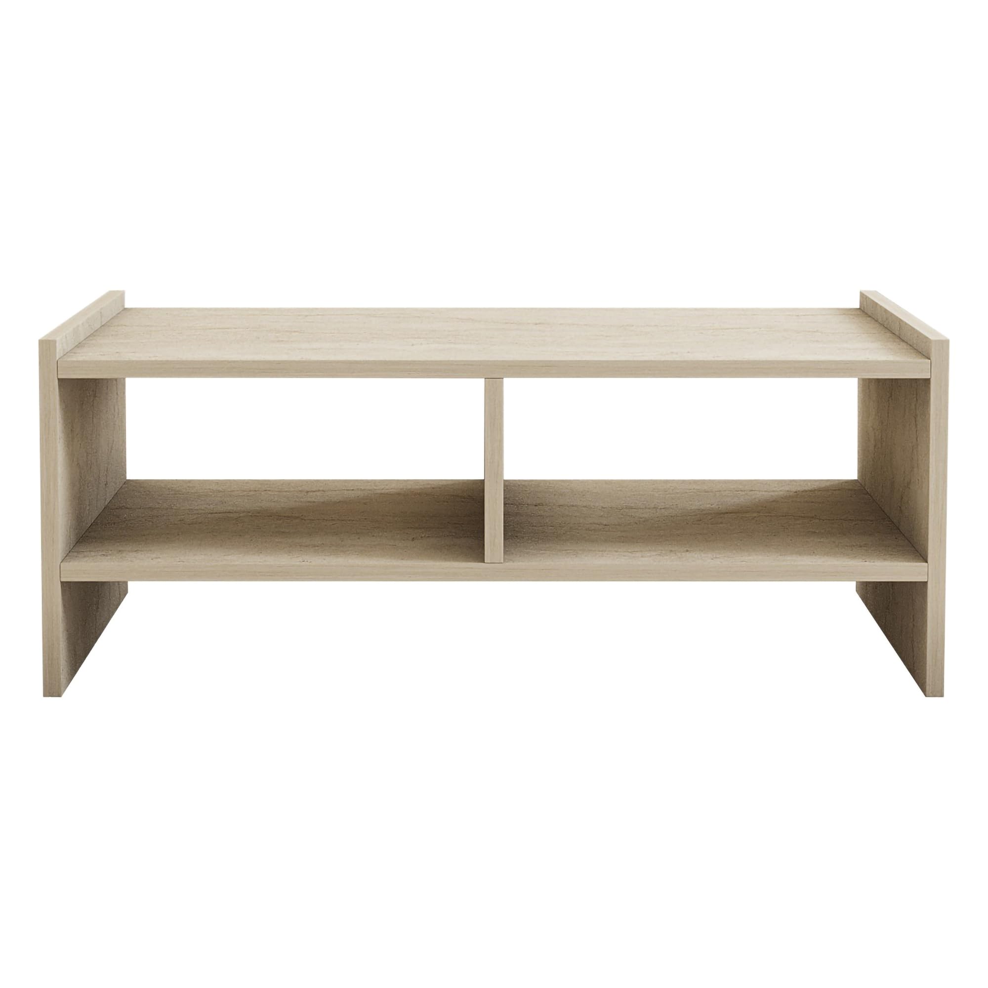 Dmora Ornalo Table Basse 90 x 50 x 35h cm Beige marbre 2 Compartiments Forme rectangulaire, dégradé Couleur Plateau marbre