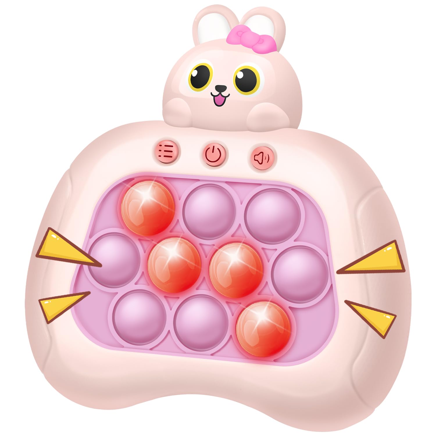 Intoypad Rabbit Pop Fidget Game Toys, Light Up Fidget Toy with 1 Min Auto-Off Easter Bunny Electric Pop Bubble Game Controller Handheld Sensory Toys