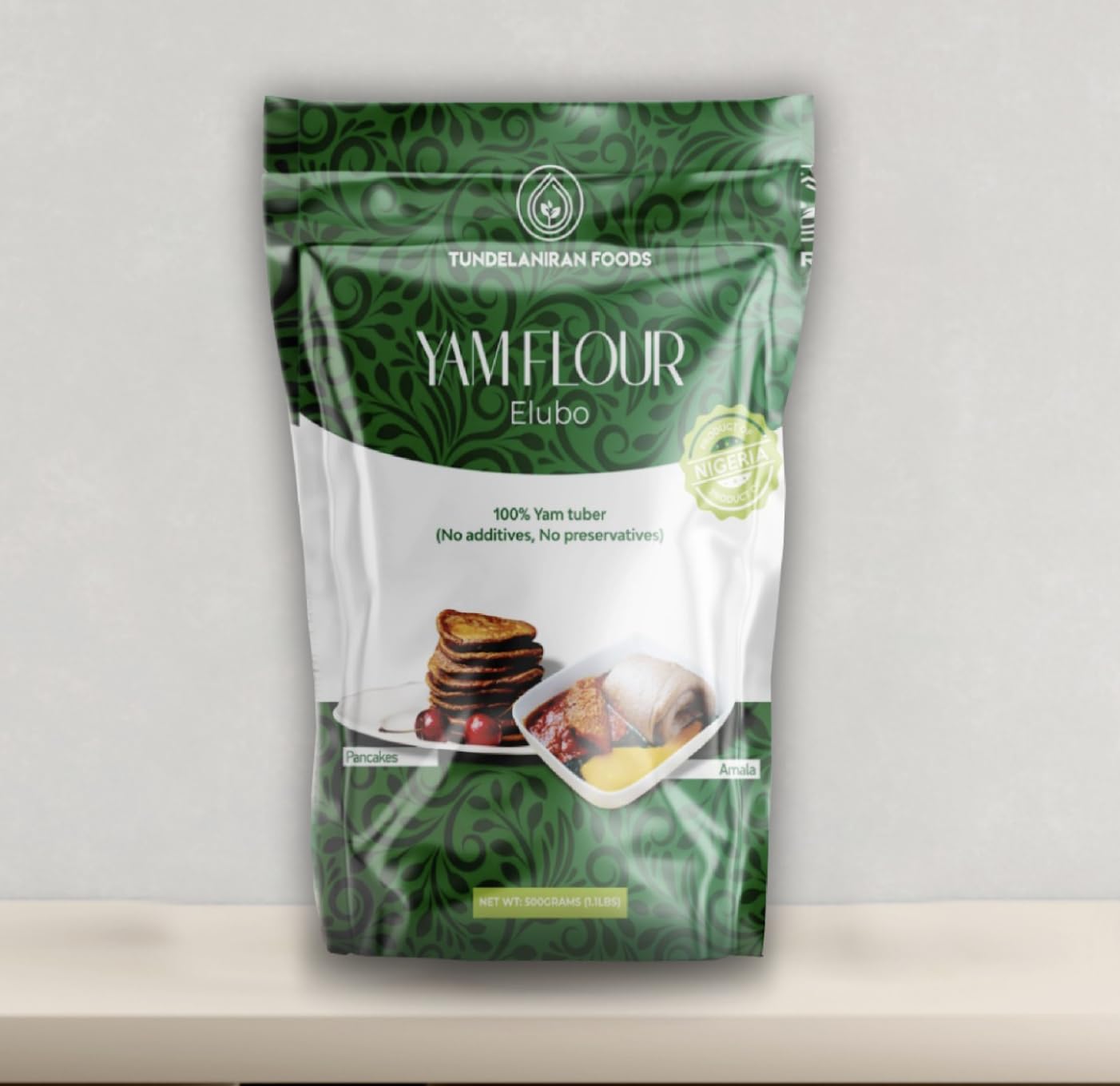 Harina de Ñame Elubo - 1.1 lbs (500g) - Pura, Sin Aditivos