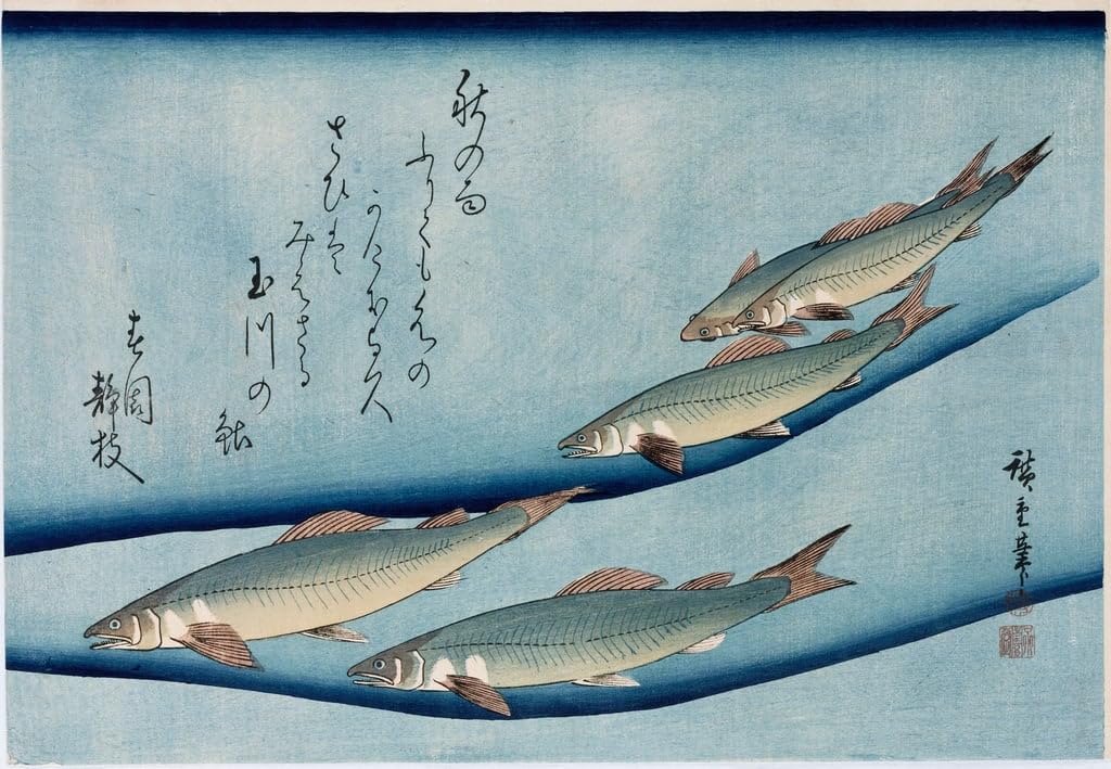 Impression toile Truite de rivière Hiroshige pour une touche de sérénité