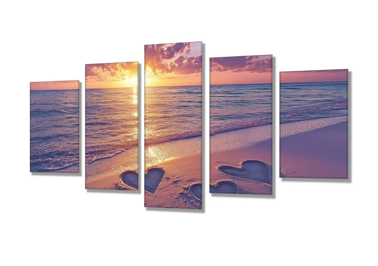 Diamentowa sztuka zachód słońca, plaża, malarstwo diamentowe, 5 sztuk, zestawy do haftu krzyżykowego dla dorosłych, 5D DIY, kryształowe zestawy rzemieślnicze, dla początkujących, pełne okrągłe