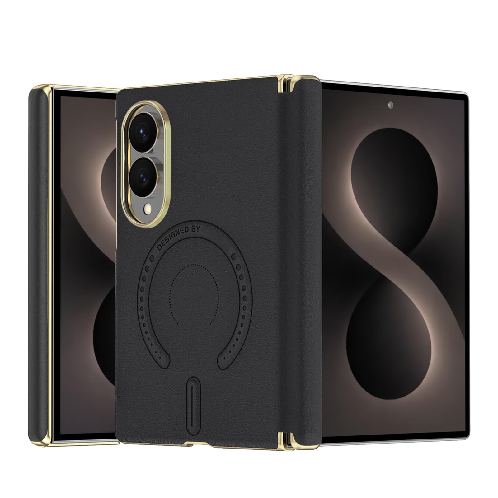 Magnética Funda para Samsung Galaxy Z Fold 8, Delgado Galvanizar Cuero