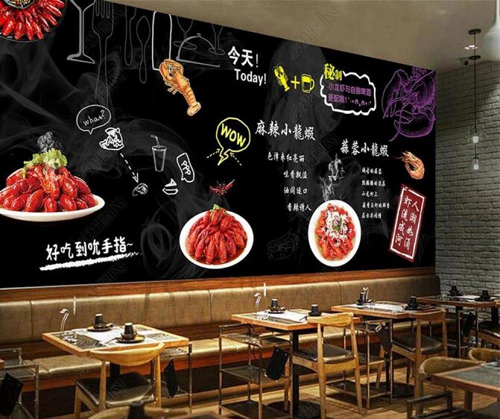 Fotomural Pared de fondo de herramientas de catering de cangrejo picante de pizarra 250cmx175cm(98.4x68.9inch) Papel pintado / pegatina / cartel grande / tela no tejida / tela de seda / mural