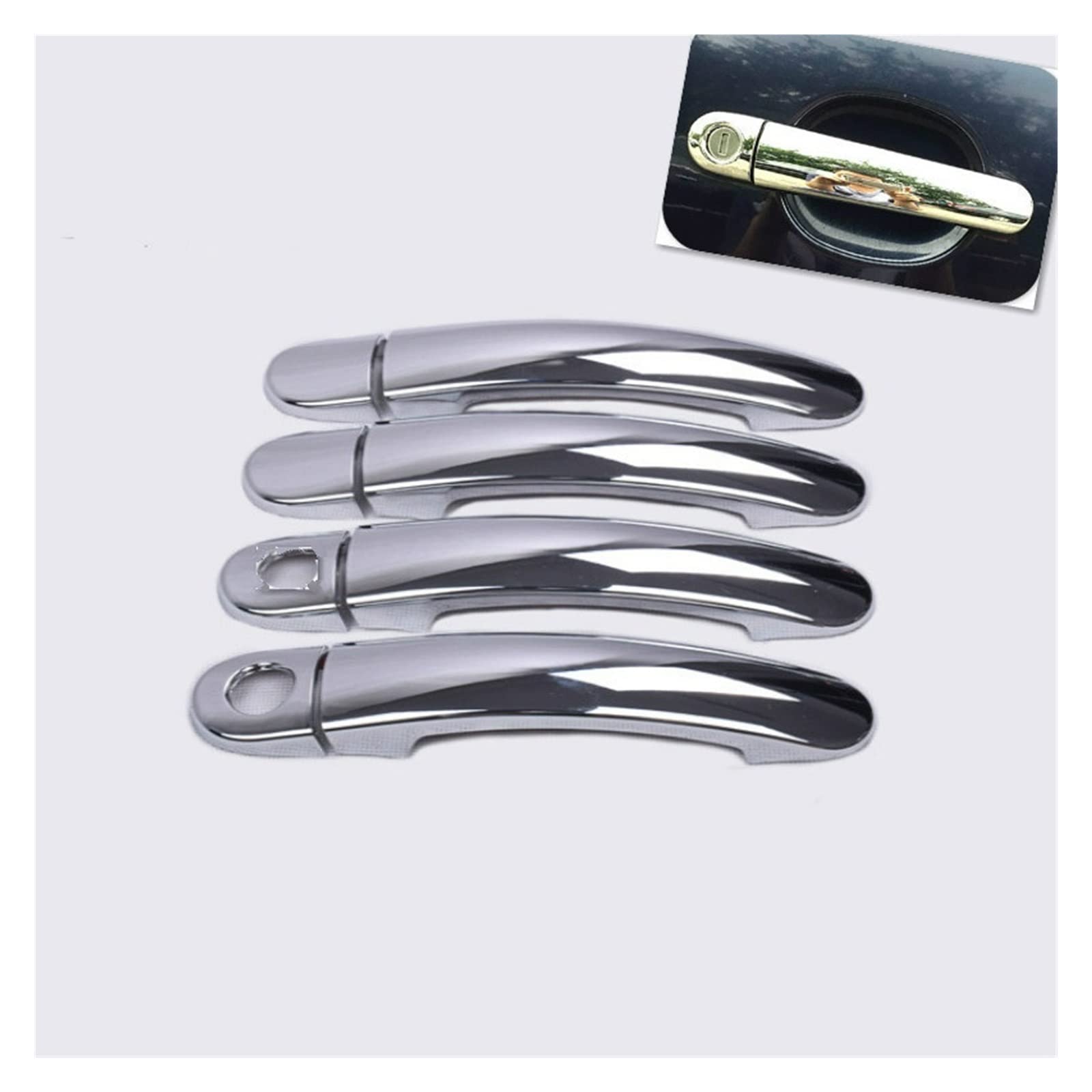 Rinkteea One Color Exterior Car Door Handle For Octavia 2008-2013 Carbon Fiber Chrome Car Door Handle Cover Cup Bowl Trim Sticker Styling Accessories(E5)