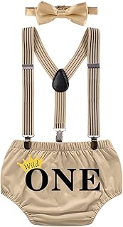 FMYFWY Baby,Clothing,Baby Boys 0-24m,Outfits & Clothing Sets FMYFWY Wild One 1st Birthday Outfit Boy Cake Smash Photo Props Baby Shower Costume Bloomers Bowtie Suspenders Clothes Set