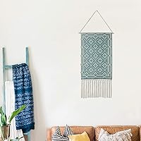 Vista 7 de Dremisland Tapiz tejido de macramé para colgar en la pared, decoración bohemia bohemia para el hogar, decoración geométrica de arte, telón de fondo