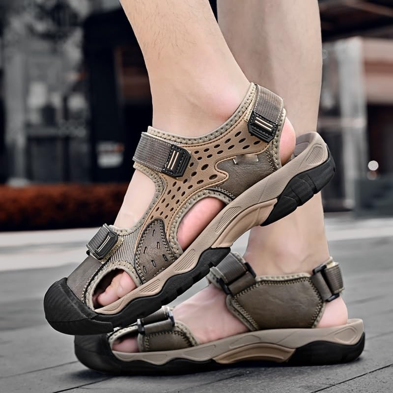 Men's Beach Sandals Outdoor Leather Men Shoes Breathable Flat Casual Sneakers Sandals4