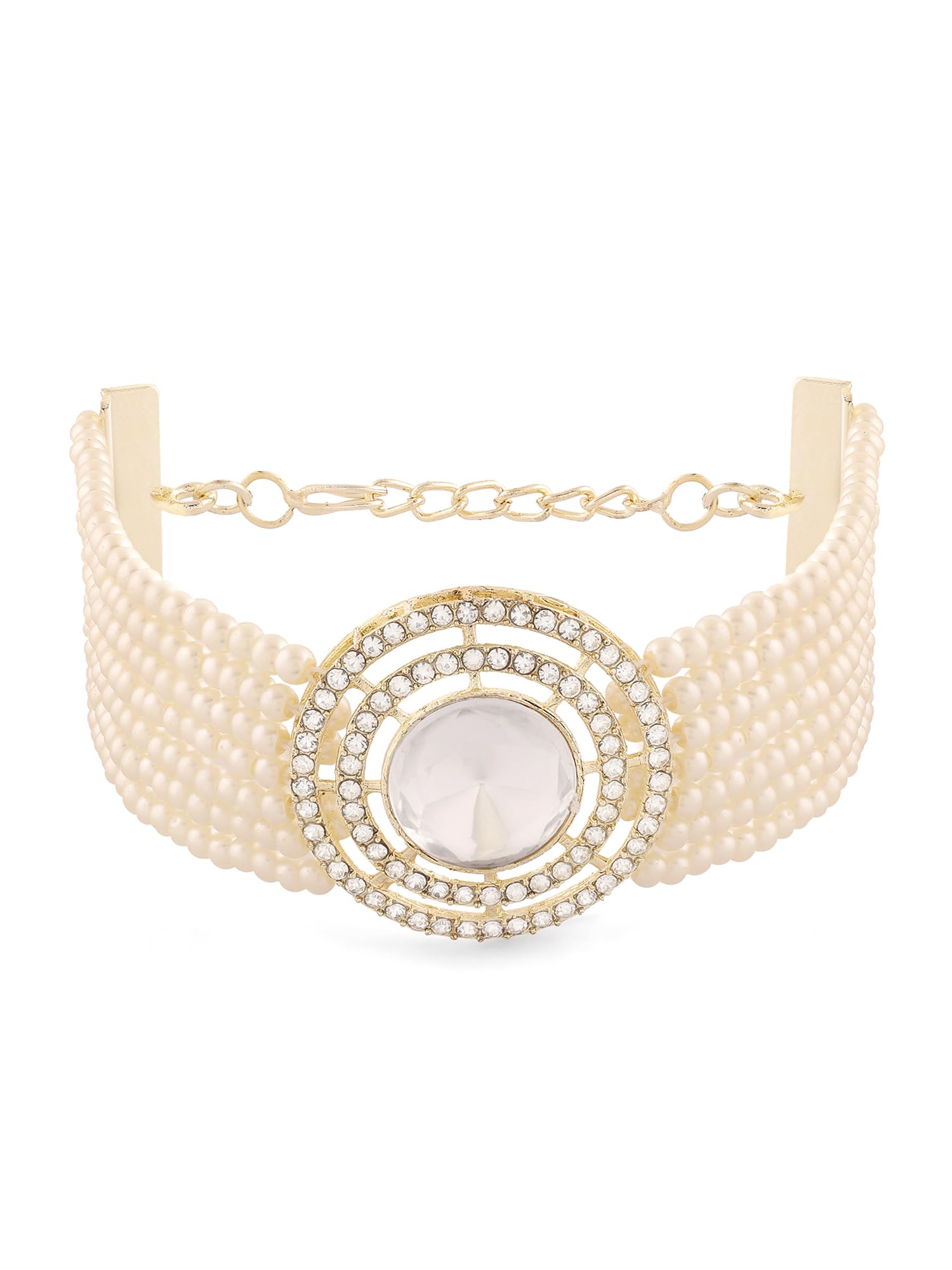 ZAVERI PEARLS Gold Tone Dazzling Austrian Diamonds Multistrand Pearls Bracelet For Women-ZPFK16599 (B0CKTMGVCV) Amazon Price History, Amazon Price Tracker