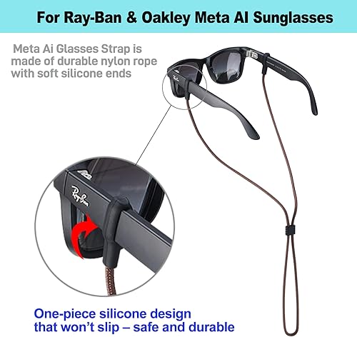 Miniatura 4 de Correa para lentes Ray-Ban y Oakley Meta - 3 correas ajustables para lentes de sol, cordones de retención para hombres, mujeres y niños